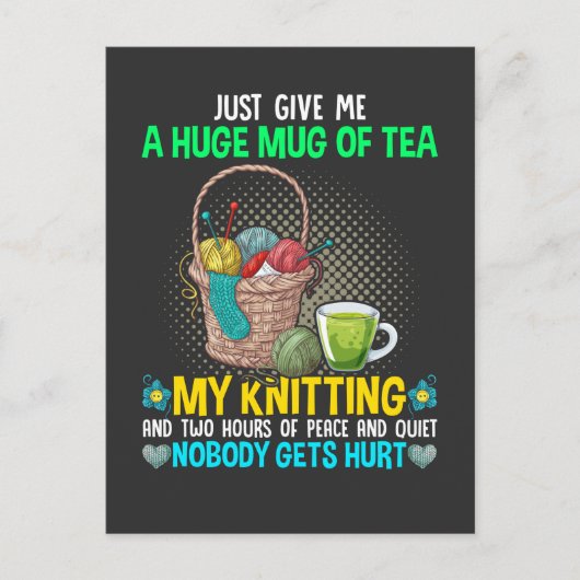 Funny Knitting Moeder Naaldwerk Tea Lover Mam Briefkaart (Voorkant)