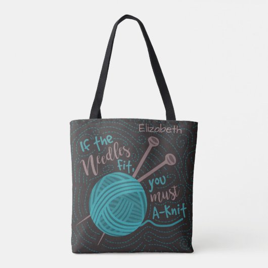 Funny Knitting Needles Yarn | Naam Knitters toevoe Tote Bag (Achterkant)