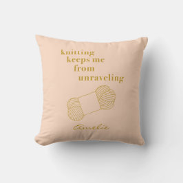 Funny Knitting Quote Blush Gold-gepersonaliseerd Kussen