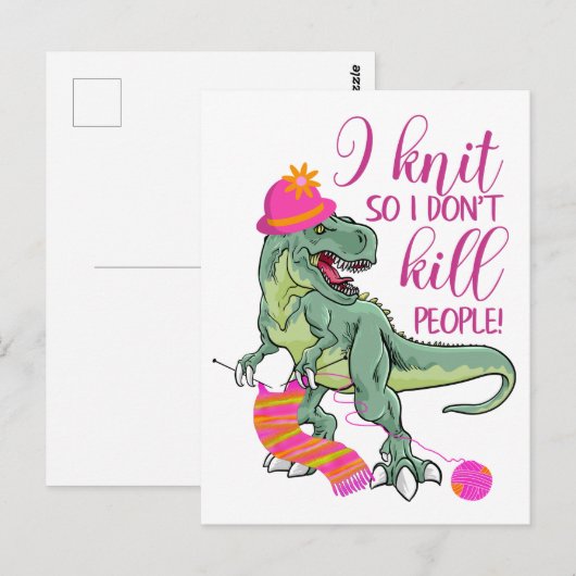 Funny Knitting Quote Dinosaur Briefkaart (Voorkant / Achterkant)
