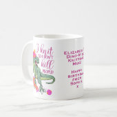 Funny Knitting Quote Dinosaur Koffiemok (Voorkant links)