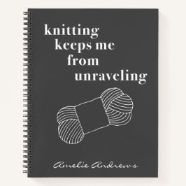 Funny Knitting Quote Personalized Black and White Notitieboek