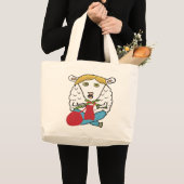 Funny Knitting Sheep Grote Tote Bag (Voorkant (product))