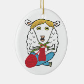 Funny Knitting Sheep Keramisch Ornament (Rechts)