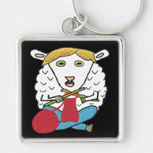 Funny Knitting Sheep Sleutelhanger