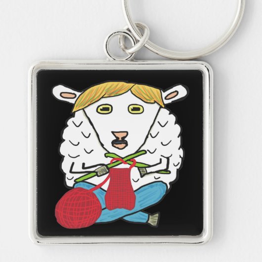 Funny Knitting Sheep Sleutelhanger (Voorkant)