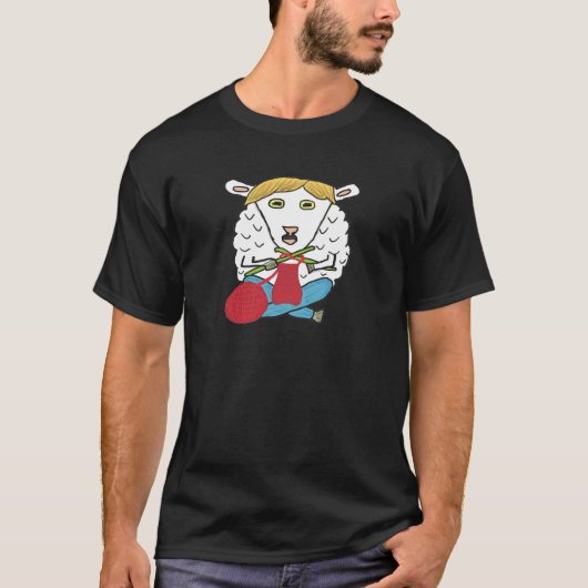 Funny Knitting Sheep T-shirt (Voorkant)