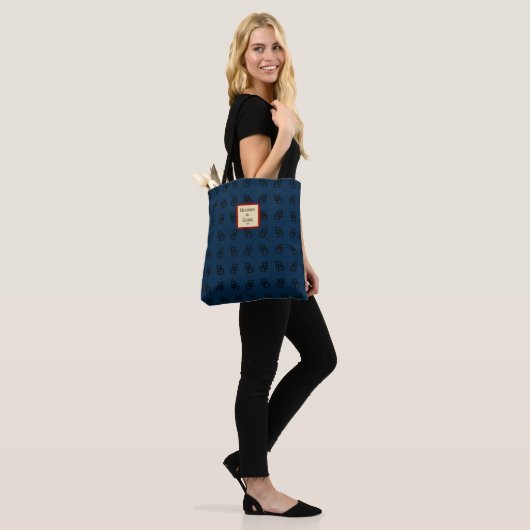 Funny Knockoff Luxury Handbag Blue Tas (Op model)