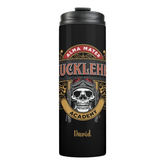 Funny Knucklehead Academy Skull Thermosbeker (Voorkant)