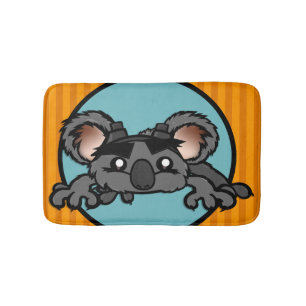 FUNNY KOALA BEER MET STRIPES BATH MAT
