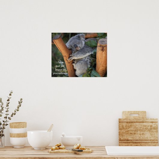 Funny Koala Beer Poster; Procrastatie Poster (Keuken)