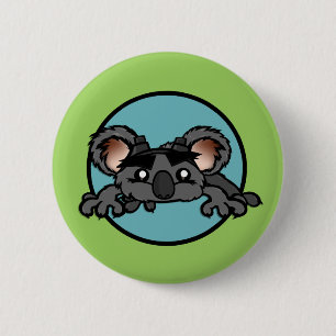 FUNNY KOALA BEER ROUND PIN BACK BUTTON