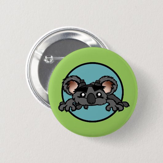 FUNNY KOALA BEER ROUND PIN BACK BUTTON (Voorkant /achterkant)
