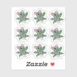 Funny Koala Holding Monstera Planten Sticker