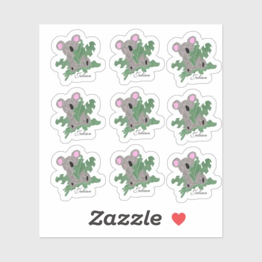 Funny Koala Holding Monstera Planten Sticker (Vel)
