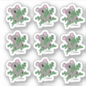 Funny Koala Holding Monstera Planten Sticker (Voorkant)