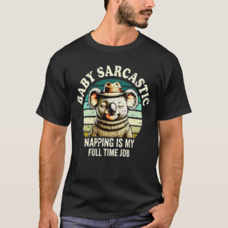 Funny Koala Napping Full Time Job Retro Graphic T-shirt
