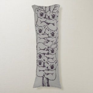 Funny Koalas Klibing Tree Illustratie grijs Lichaamskussen