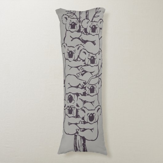 Funny Koalas Klibing Tree Illustratie grijs Lichaamskussen (Voorkant Verticaal)