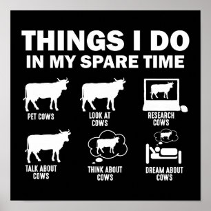 Funny Koe 6 dingen die ik doe in mijn vrije tijd K Poster