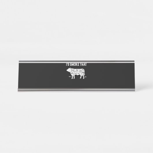 Funny Koe Bbq Pit Master Gift Bureau Naambordje (Voorkant)