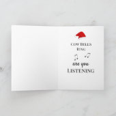 Funny Koe Bells Kerstmis Feestdagen Kaart (Binnen)
