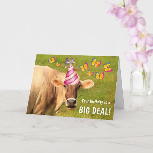 Funny Koe BIG DEAL Birthday Kaart (Orchidee)