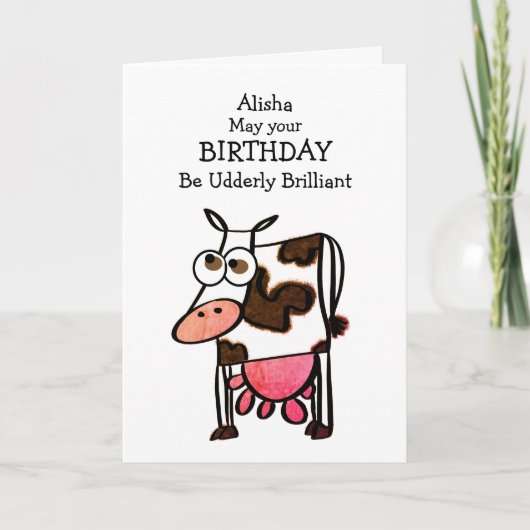 Funny Koe Birthday Kaart (Voorkant)