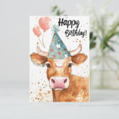 Funny Koe Birthday Kaart (Staand voorkant)