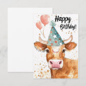 Funny Koe Birthday Kaart (Voorkant / Achterkant)