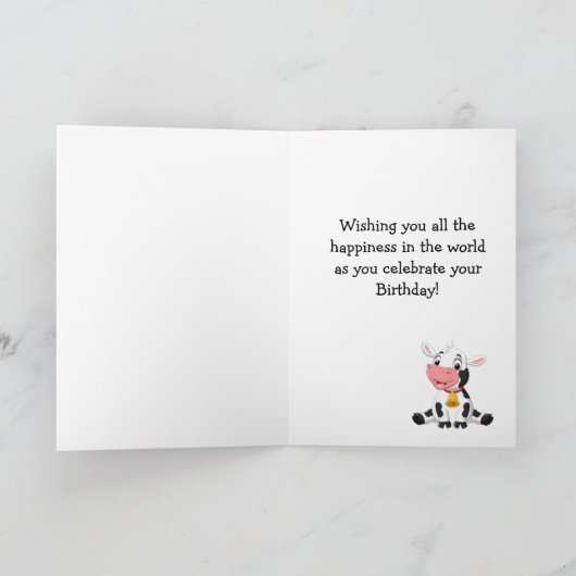 Funny Koe Birthday Kaart (Binnen)