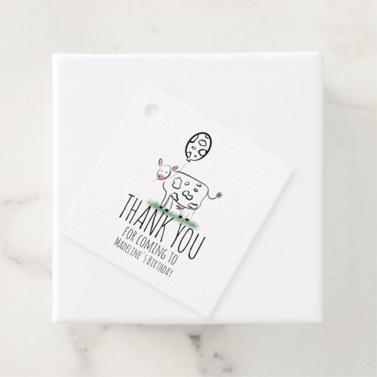 Funny Koe Boerderij Dierenfeest Bedankjes Labels (In situ)