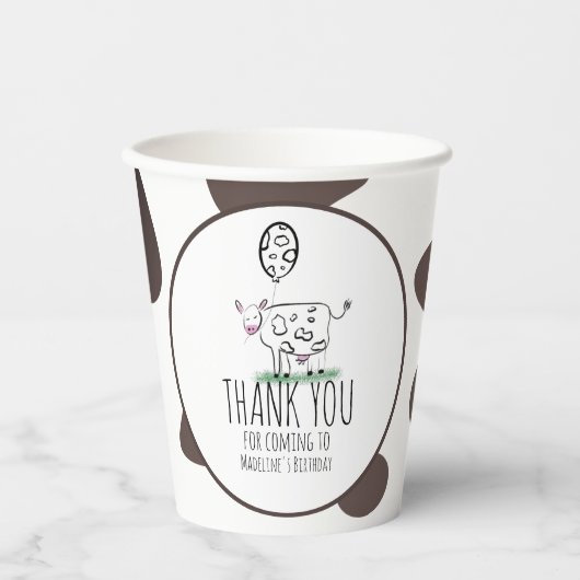 Funny Koe Boerderij Dierenfeest Papieren Bekers (Voorkant)
