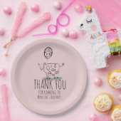 Funny Koe Boerderij Dierensterfpartij Roze Papieren Bordje (Feest)