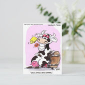 Funny Koe Cartoon geeft T - shirts en verzamelobje Briefkaart (Staand voorkant)