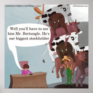 Funny Koe Cartoon op Unisex Watch Poster