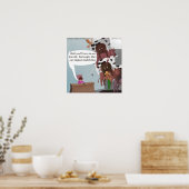 Funny Koe Cartoon op Unisex Watch Poster (Keuken)