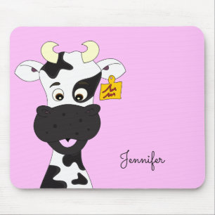 Funny koe cartoon roze, maat meisjes mousepad muismat