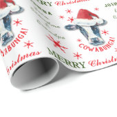 Funny Koe Cowabunga Kerstmis gepersonaliseerd Cadeaupapier (Rol Hoek)