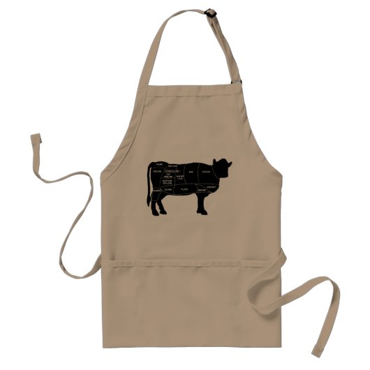 Funny Koe Cuts of Meat Standaard Schort (Voorkant)