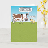Funny Koe en Dog Birthday Kaart (Gele Bloem)