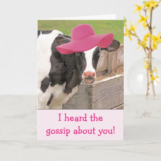 Funny Koe en Gossip komen goed Kaart (Gele Bloem)
