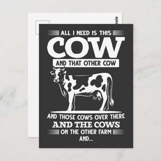 Funny Koe Farmer Cattle Quottes Briefkaart (Voorkant / Achterkant)