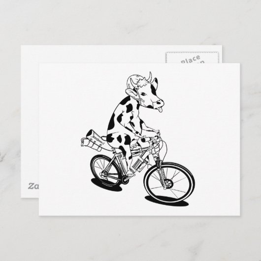 Funny koe fietst briefkaart (Voorkant / Achterkant)