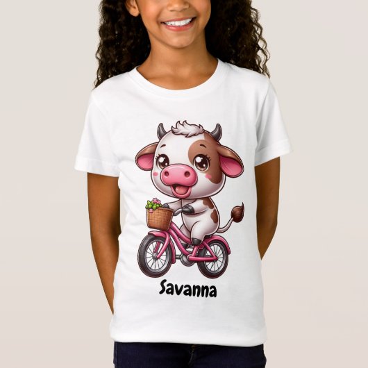 Funny koe fietst t-shirt (Voorkant)