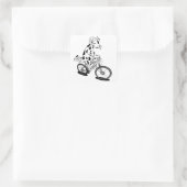 Funny koe fietst vierkante sticker (Tas)