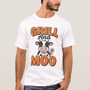 Funny Koe Grill En Loen Vintage T-Shirt Ontwerp_1