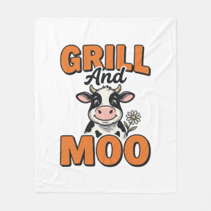 Funny Koe Grill En Loen Vintage T-Shirt Ontwerp_1 Fleece Deken