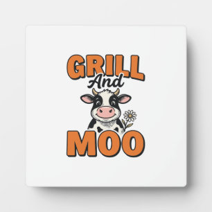 Funny Koe Grill En Loen Vintage T-Shirt Ontwerp_1 Fotoplaat