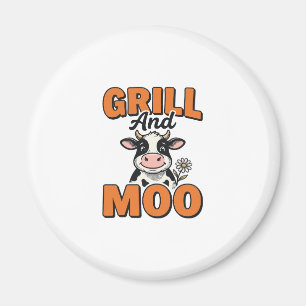 Funny Koe Grill En Loen Vintage T-Shirt Ontwerp_1 Magneet